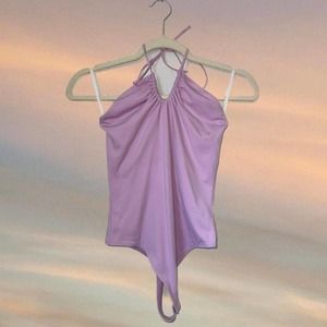 Aritzia Pink Halter Top Bodysuit
